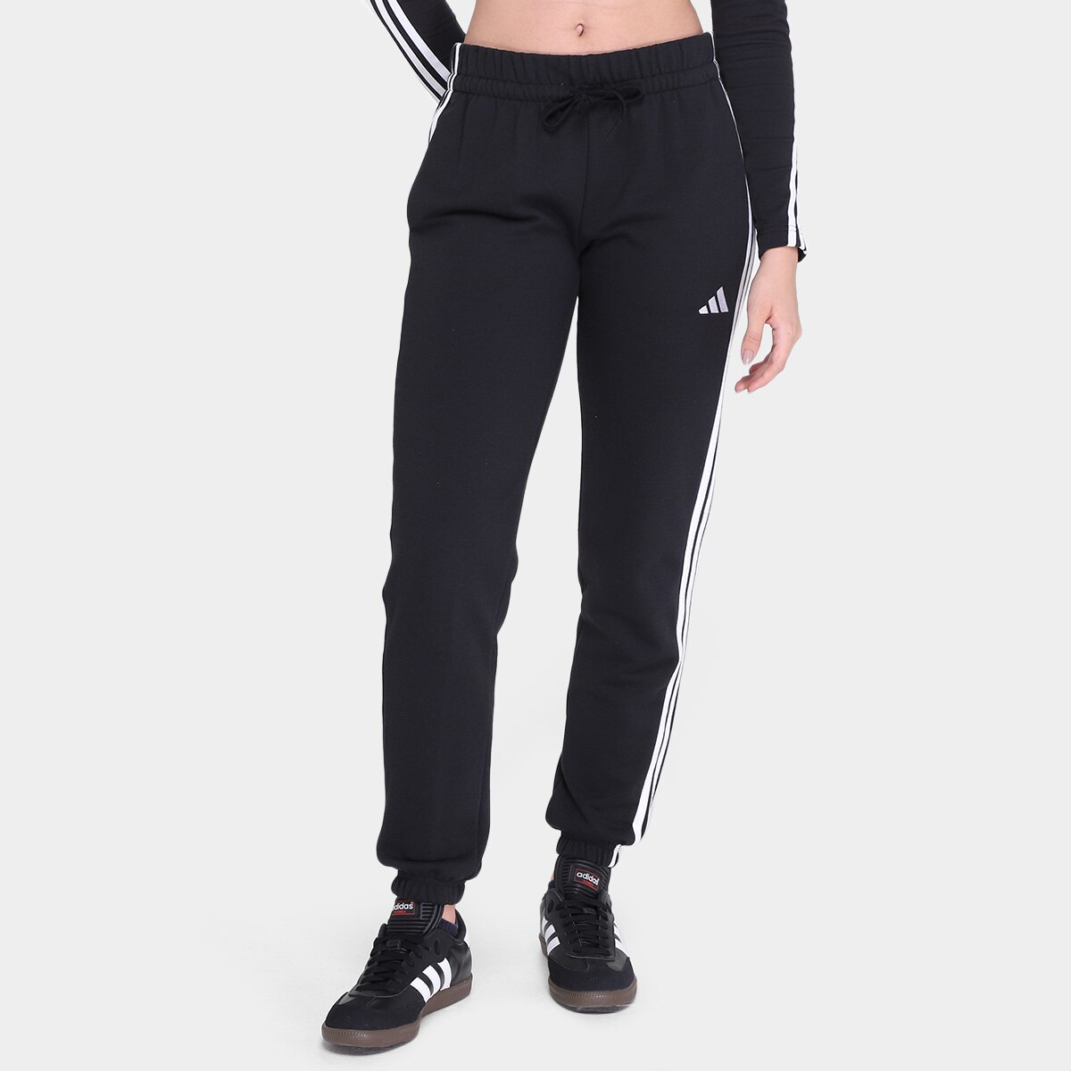 Calça Adidas French Terry 3 Stripes Feminino Menor preço em Calça Adidas French Terry 3 Stripes Feminino