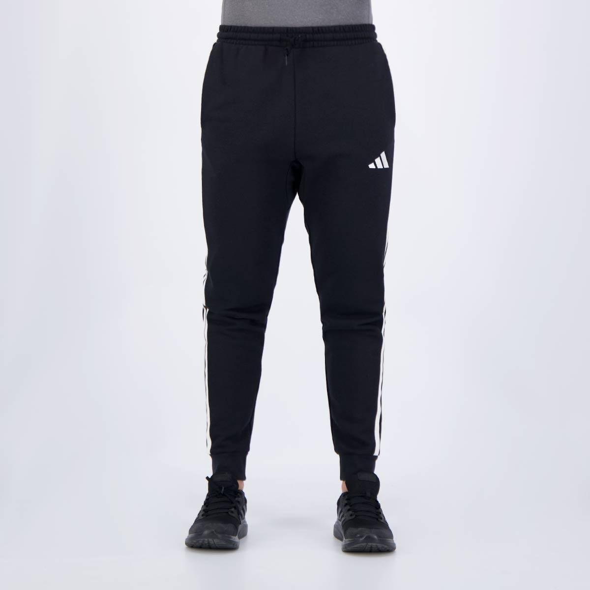 Calça Adidas French Terry 3 Stripes Preta