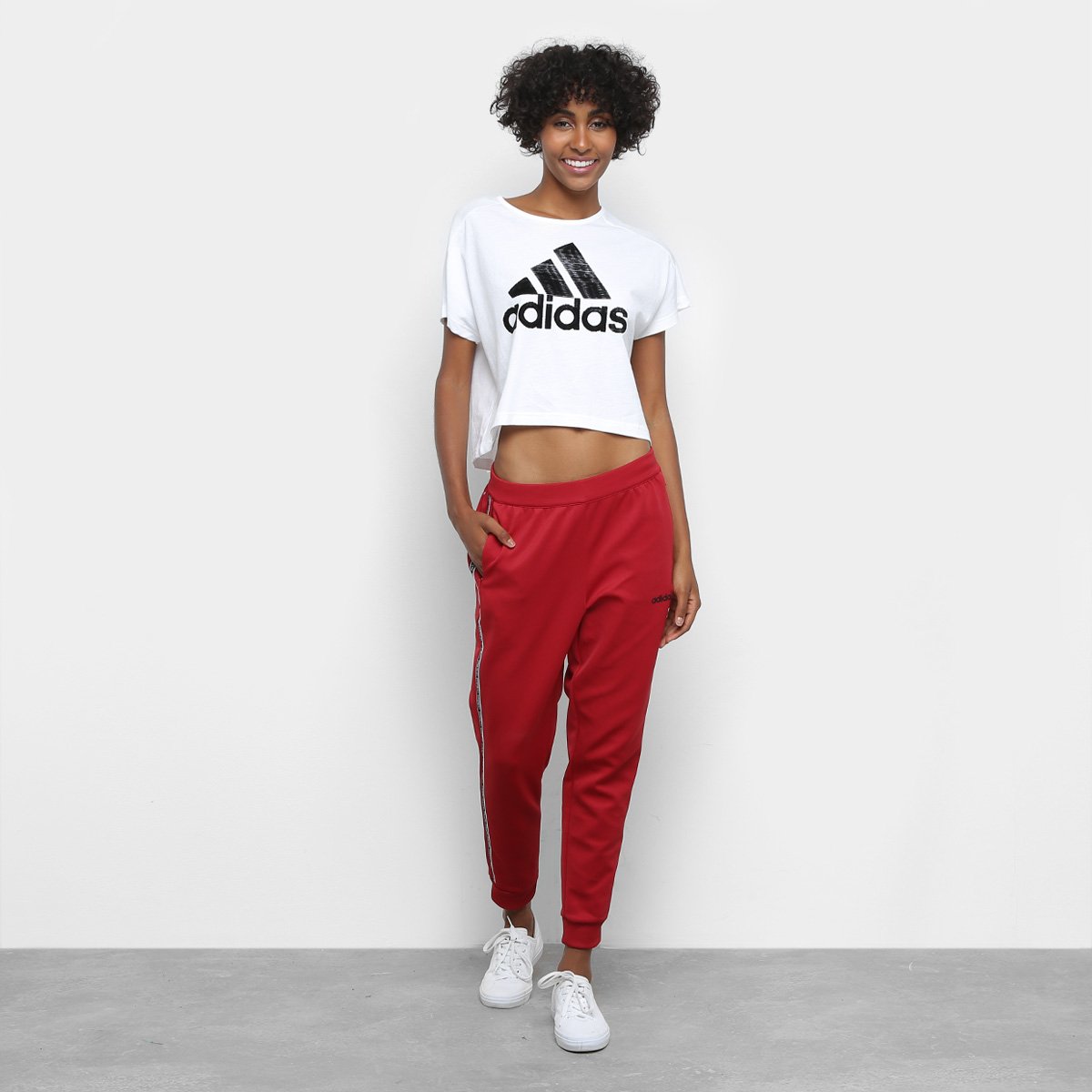 calça adidas feminina vermelha