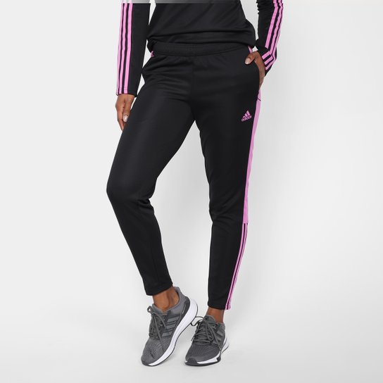 Calça Adidas Tiro Essentials AEROREADY Feminina - Preto+Rosa Menor preço em Calça Adidas Tiro Essentials AEROREADY Feminina - Preto+Rosa