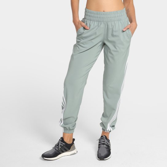 Calça Adidas Train Icons 3 Listras Feminina - Verde+Branco Menor preço em Calça Adidas Train Icons 3 Listras Feminina - Verde+Branco