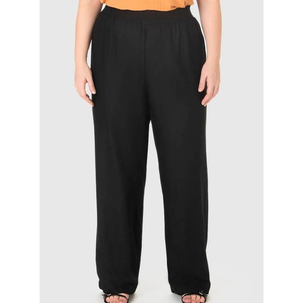 Calça Alfaiataria Malwee 1000132862 Feminina Plus Size Com Bolsos Meia Malha T. G1/G4