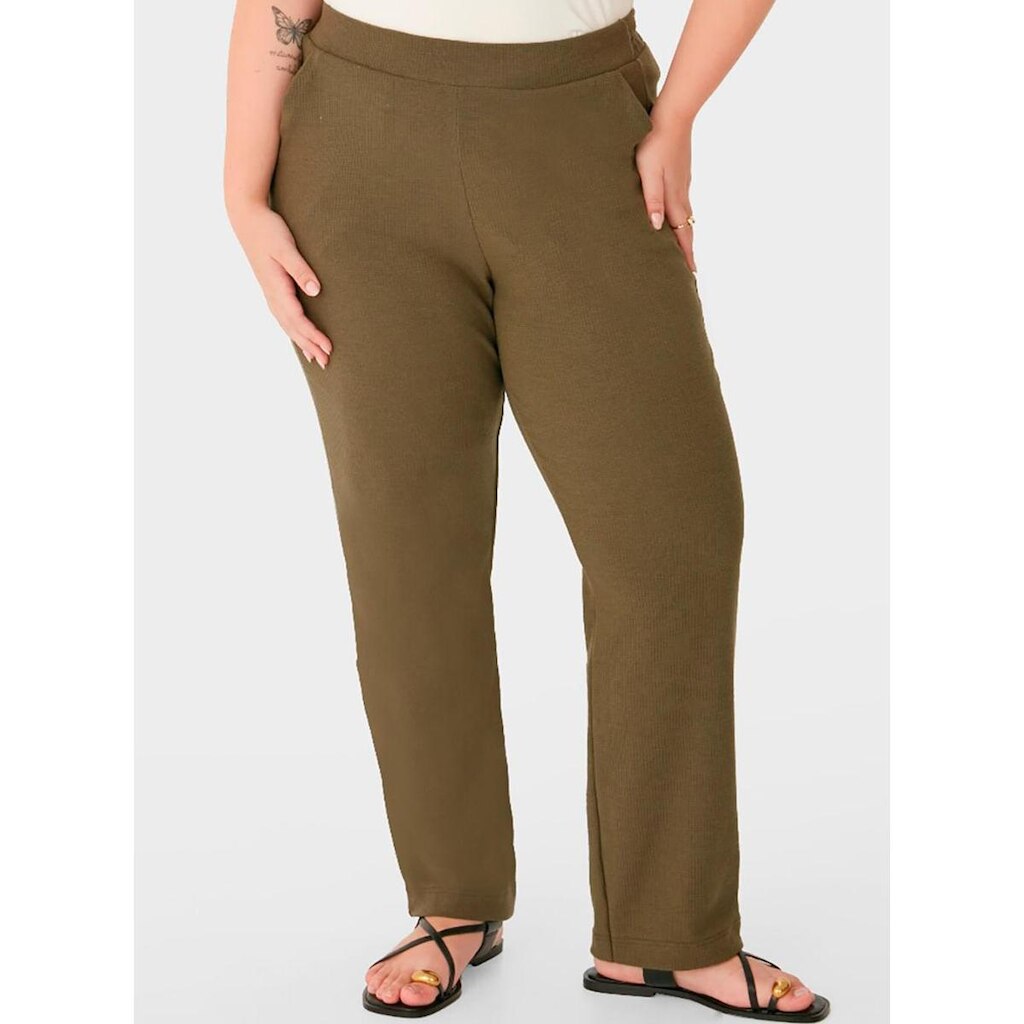 Calça Alfaiataria Malwee 1000132862 Feminina Plus Size Com Bolsos Meia Malha T. G1/G4