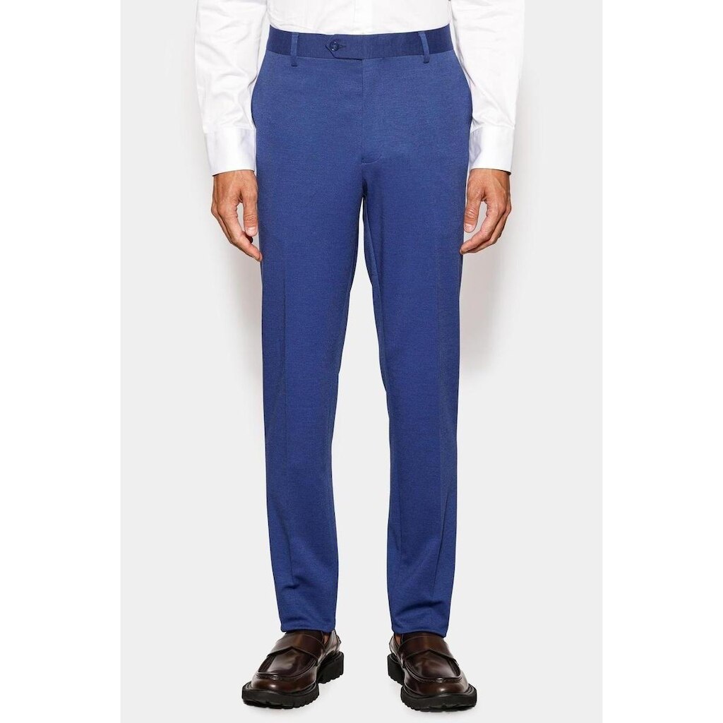 Calça Aramis Alfaiataria Malha Mescla Slim Azul Medio