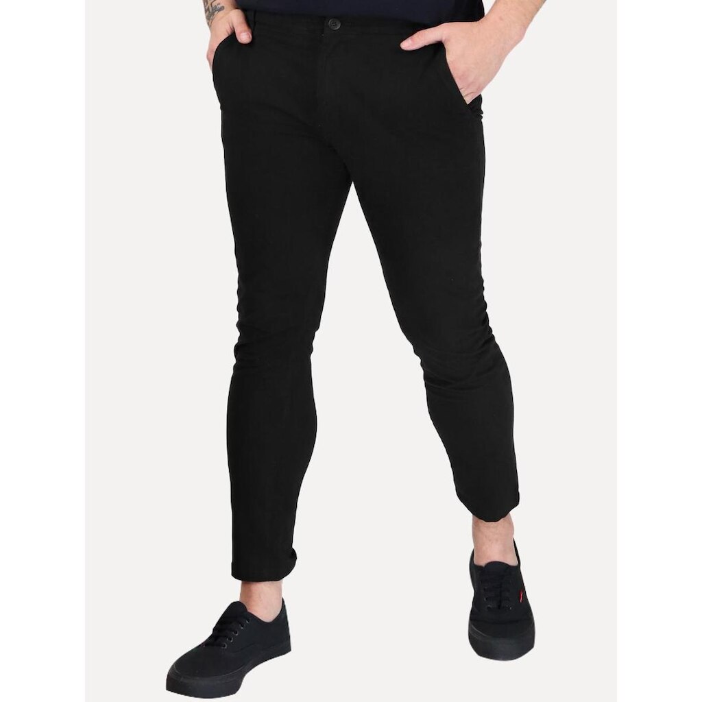 Calça Aramis Masculina Chino Sarja Classica Button Preta