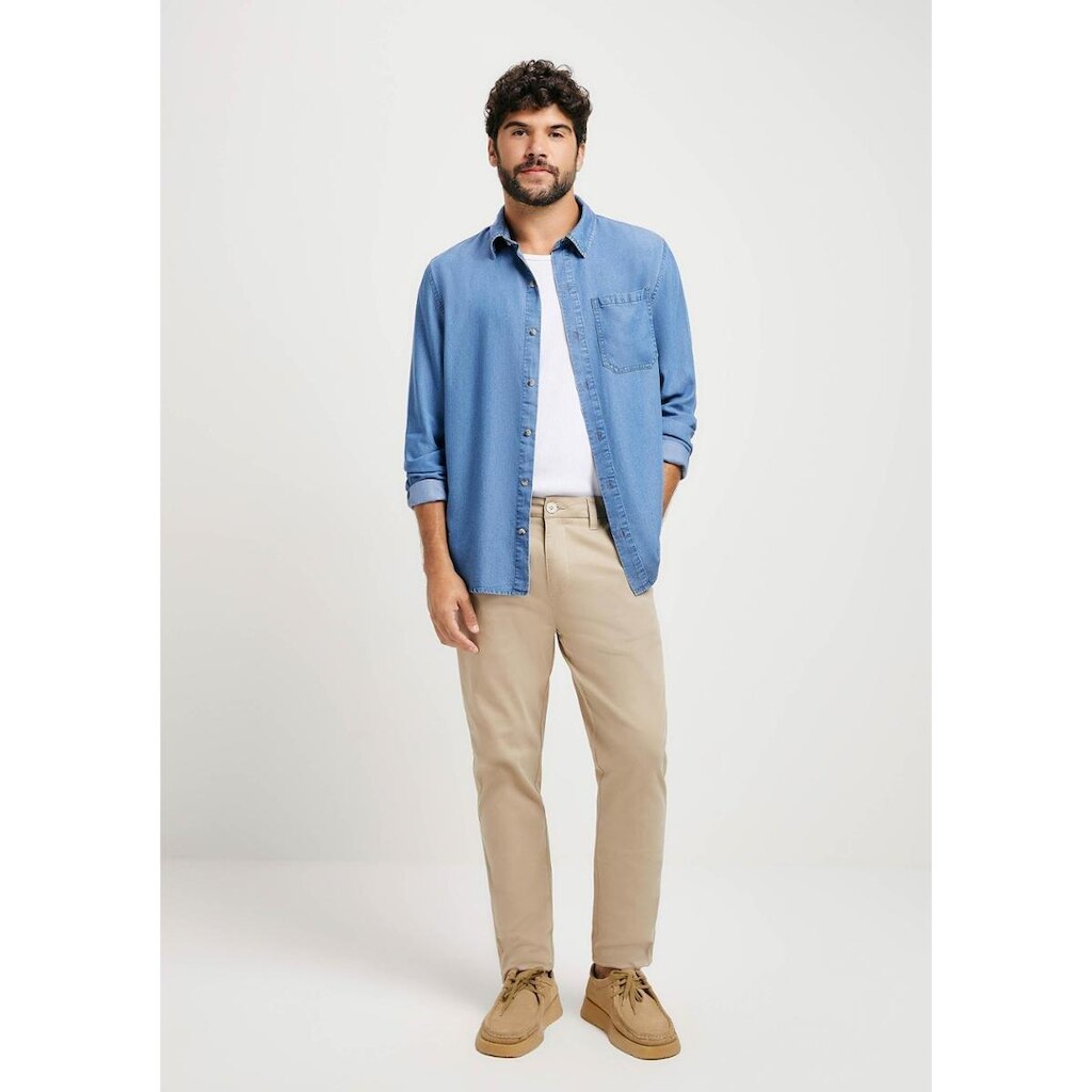 Calça Básica Masculina Chino Slim Em Sarja Com Elastano