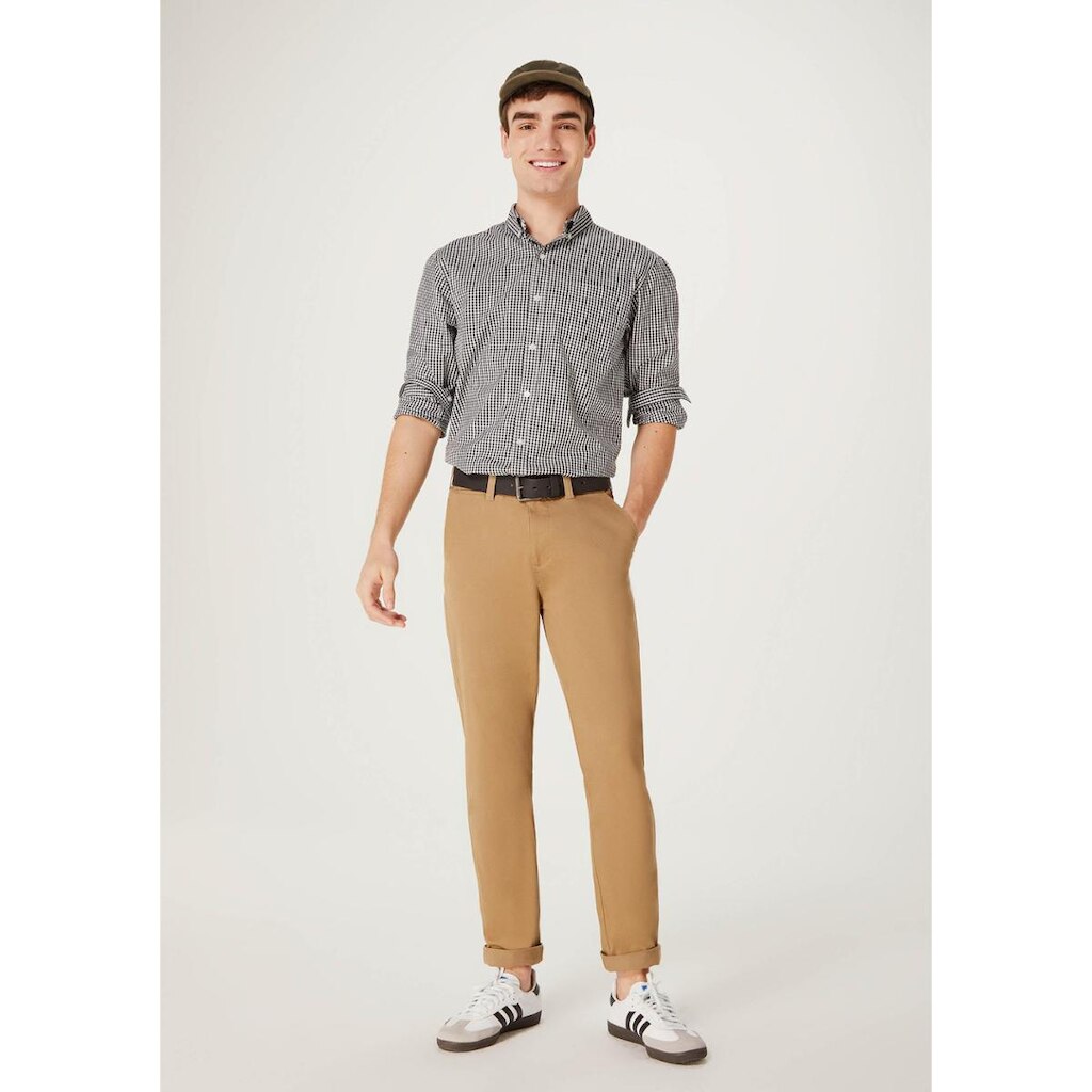 Calça Básica Masculina Chino Slim Em Sarja Com Elastano