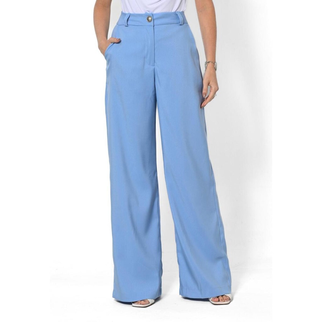Calça Bisô Alfaiataria Reta Azul
