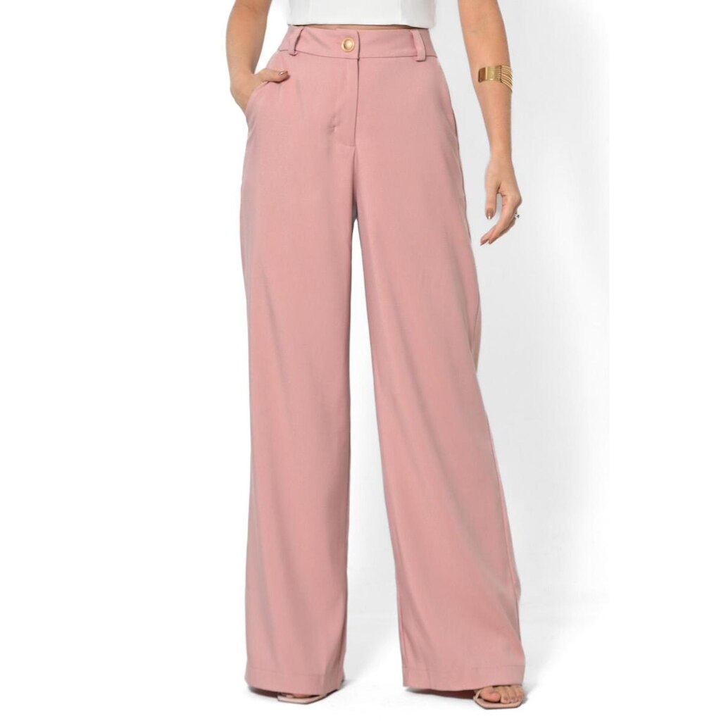 Calça Bisô Alfaiataria Reta Rosê