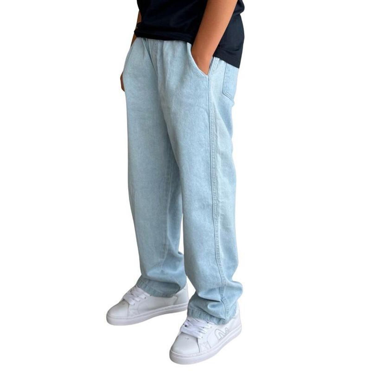 Calça Brack Infantil Baggy Jeans Delave Unissex