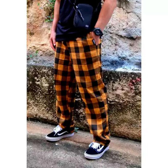 Calça Brack Xadrez - - Amarelo+Preto Menor preço em Calça Brack Xadrez - - Amarelo+Preto