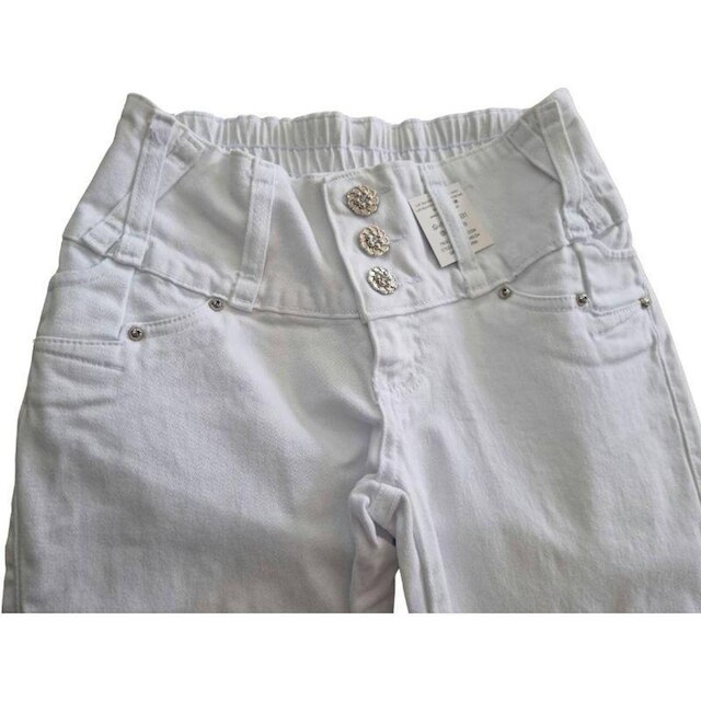 Calça Branca Feminina Sarja Shyros Elástico Cigarrete