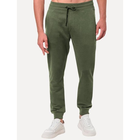 Calça Calvin Klein Jeans Masculina Moletom CK Bordado Verde