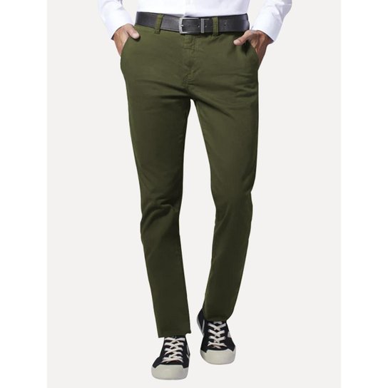 Calça Calvin Klein Jeans Masculina Slim Sarja Verde Militar - Verde Militar Menor preço em Calça Calvin Klein Jeans Masculina Slim Sarja Verde Militar - Verde Militar
