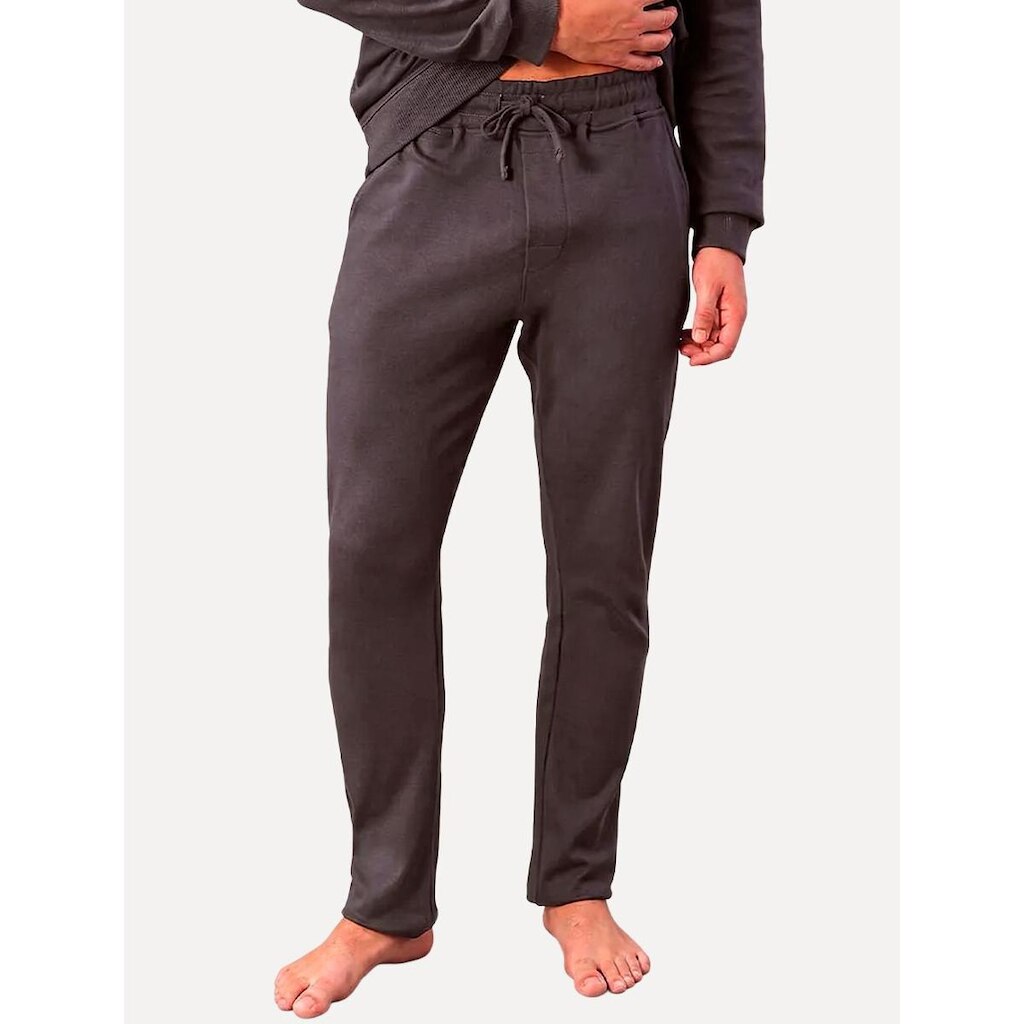 Calça Calvin Klein Masculina Moletom Reta Suedine CK Logo Chumbo