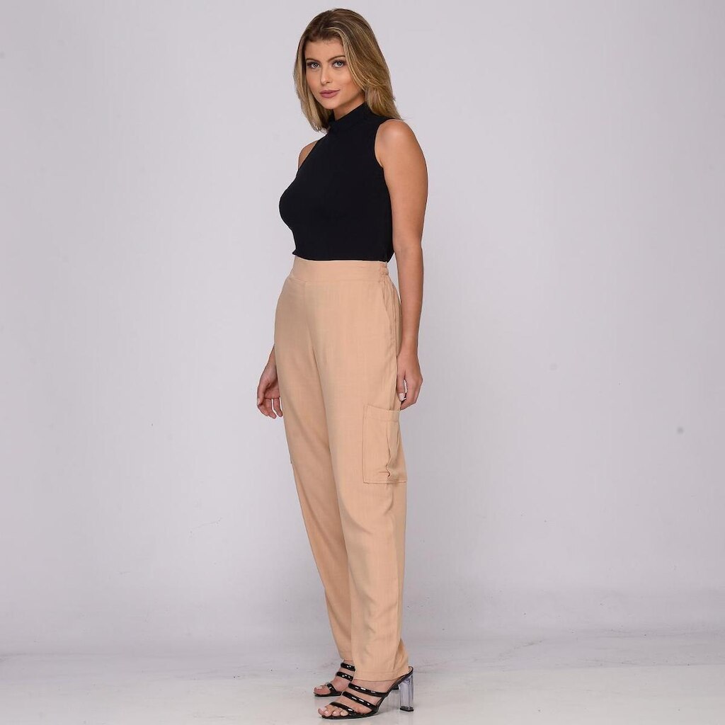 Calça Cargo de Viscose com Bolsos B’Bonnie Moana