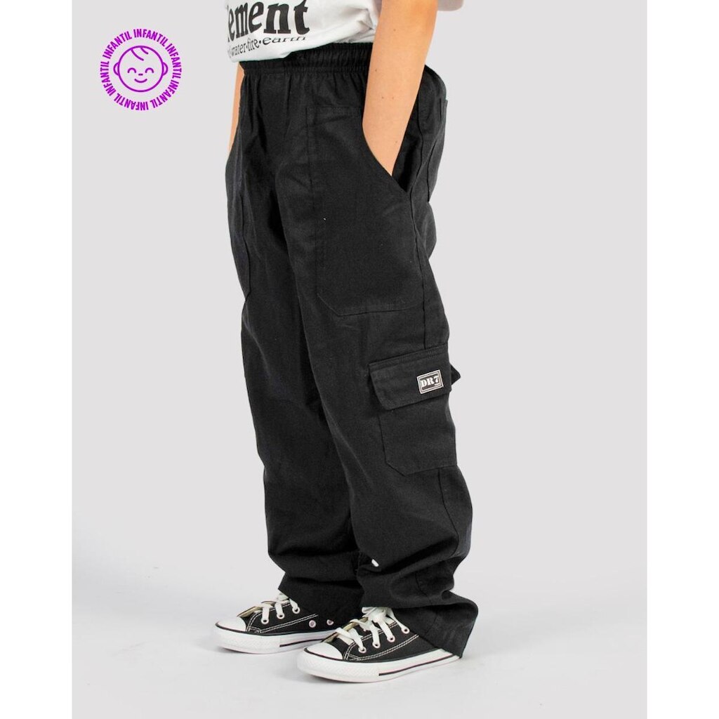 Calça Cargo DR7 Street Júnior - Preta