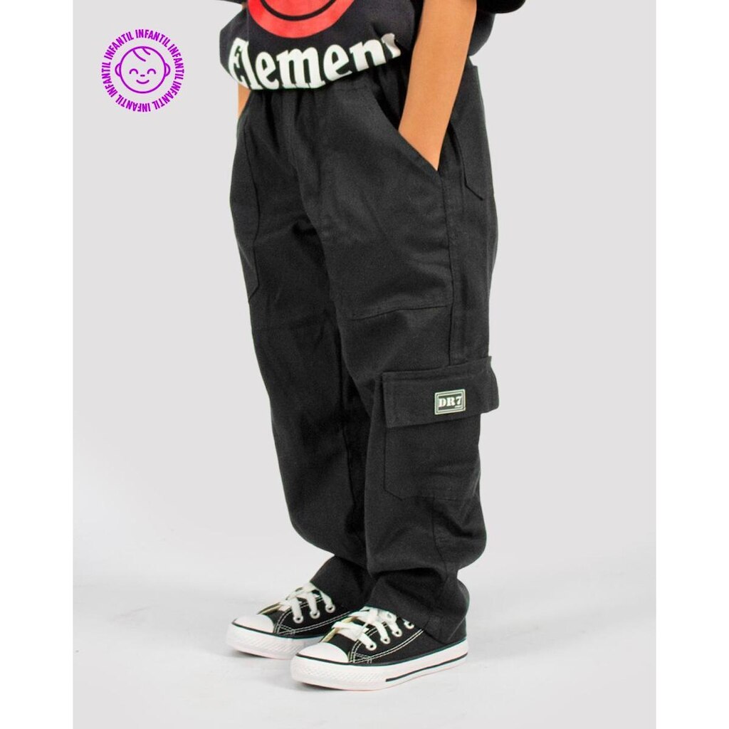 Calça Cargo DR7 Street Kids - Preta