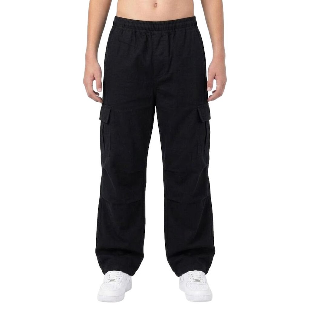 Calça Cargo Juvenil Sarja Elástico Na Cintura Via Lance