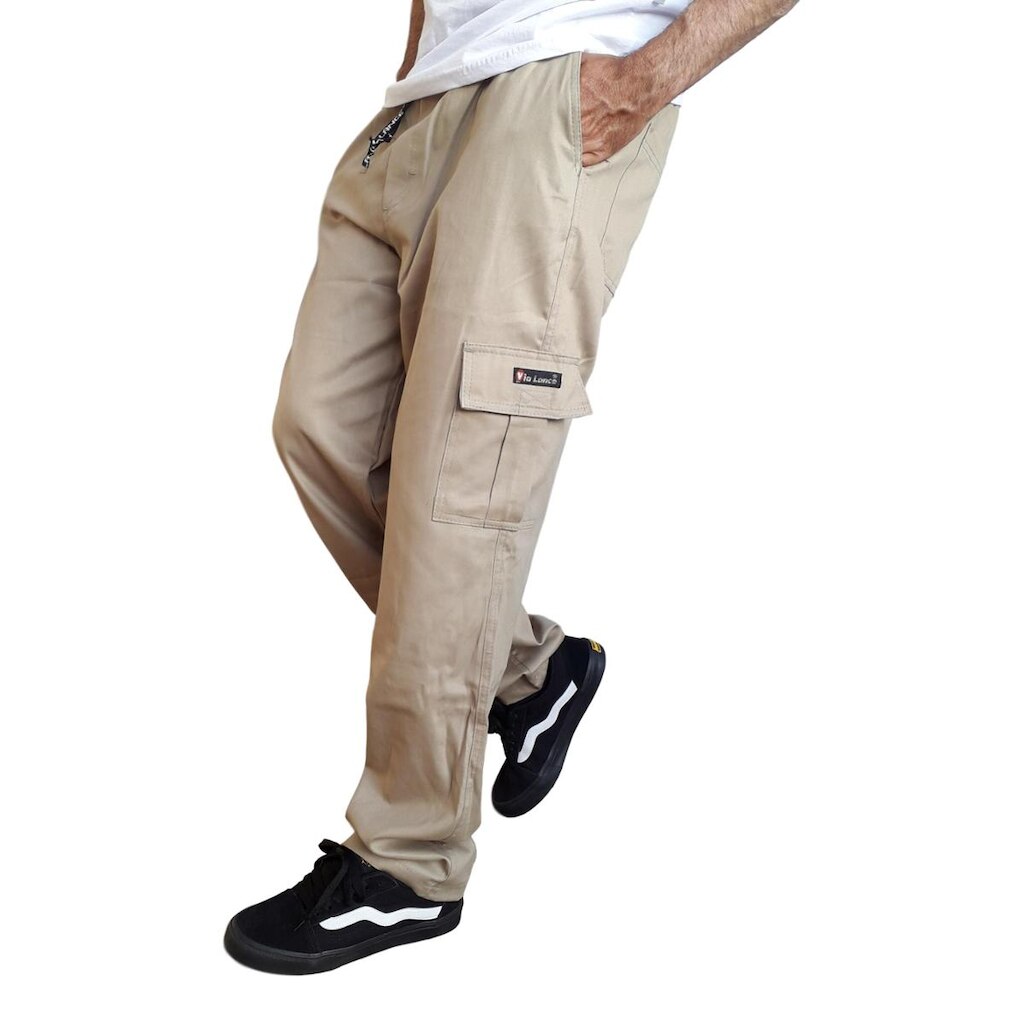 Calça Cargo Masculina 6 Bolsos Skate Militar
