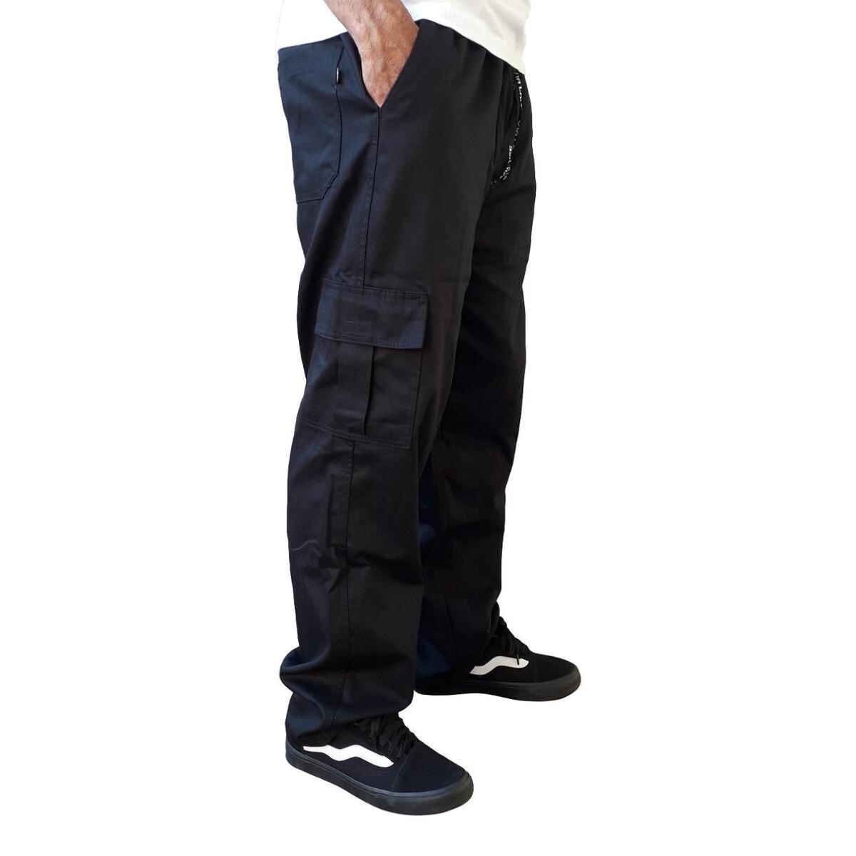 Calça Cargo Masculina 6 Bolsos Skate Militar - Preto | Netshoes