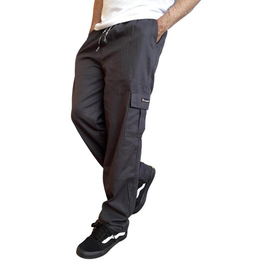 Calça Cargo Masculina 6 Bolsos Skate Militar - Cinza Menor preço em Calça Cargo Masculina 6 Bolsos Skate Militar - Cinza