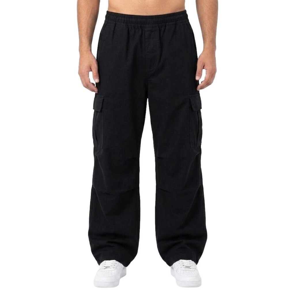 Calça Cargo Masculina Larga Sarja Elastico Via Lance