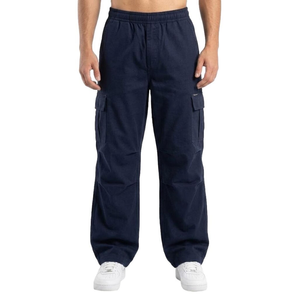 Calça Cargo Masculina Larga Sarja Elastico Via Lance