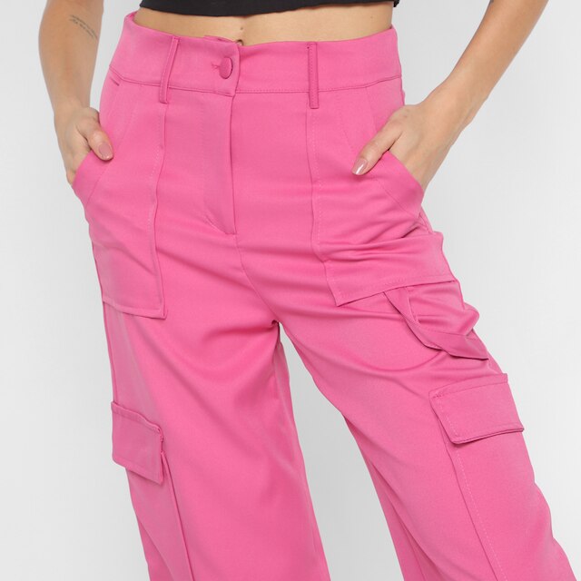 Calça Cargo Road Mel Cintura Alta Feminina