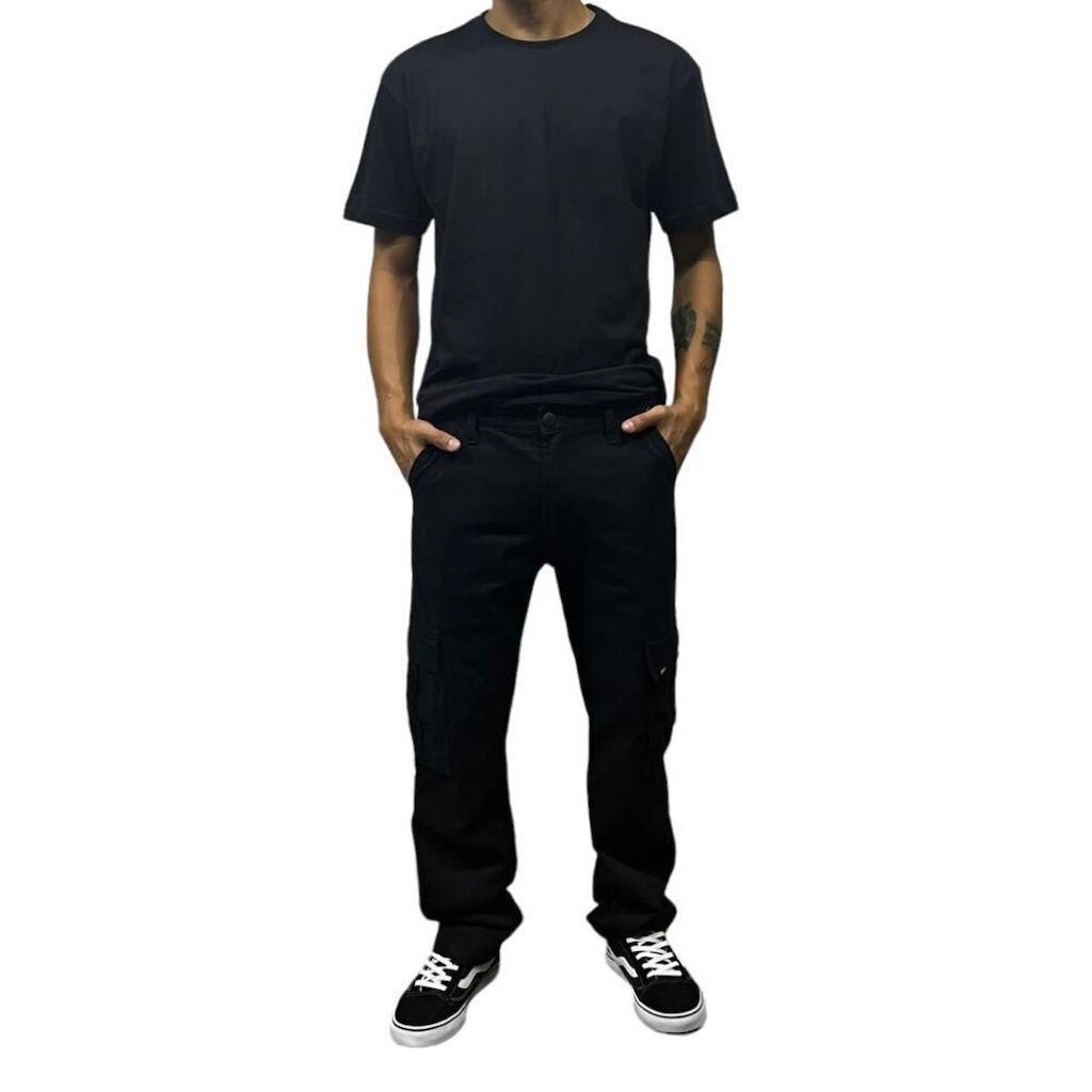 Calça Cargo Sarja Cos Black Save - P - Preto
