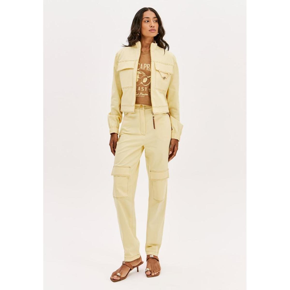 Calça Carrot Cintura Alta Com Bolsos