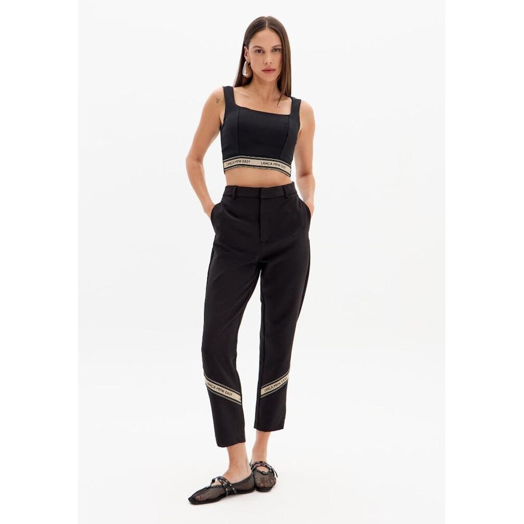 Calça Carrot Cintura Alta Gorgurão