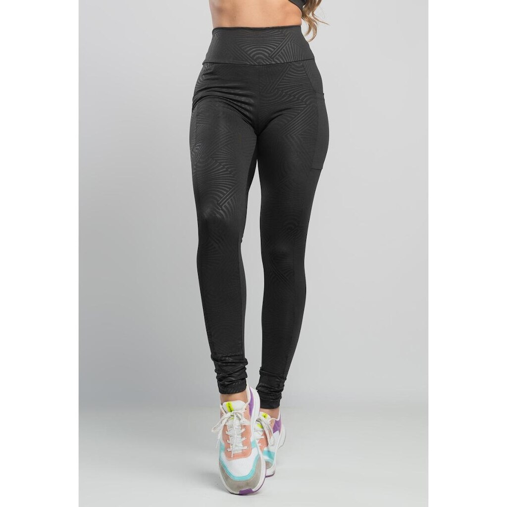 Calça Cirre Legging Texturizada Bolso Cintura Alta Feminina MVB Modas