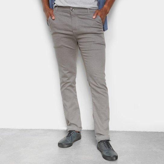 Calça Coffee Chino Skinny Masculina - Cinza Menor preço em Calça Coffee Chino Skinny Masculina - Cinza