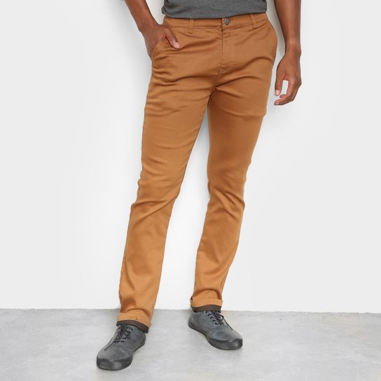 Menor preço em Calça Coffee Chino Slim Masculina - Caramelo