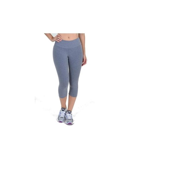 Calça Corsario Básico Cintura Alta Feminina - Cinza Menor preço em Calça Corsario Básico Cintura Alta Feminina - Cinza