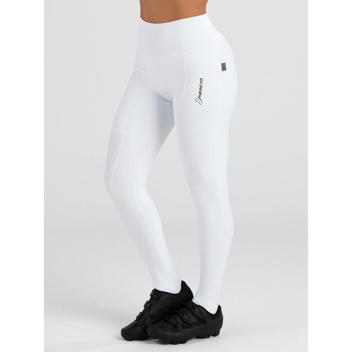 Calça De Ciclismo Feminina Branca Golden Savancini