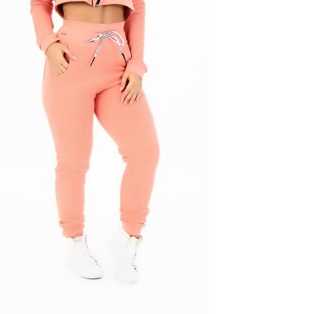 Calça de Moletom Feminina Textura Ondulada Algodão Com Bolsos Cós Ajustável Cadarço Orbis  - Pr