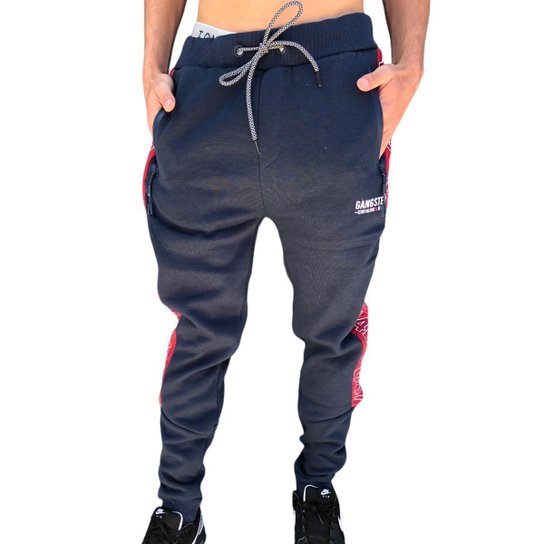 Calça De Moletom Masculina Premium Detalhes Do Lado Gangster