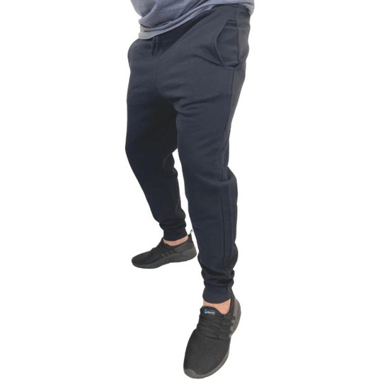 Calça de moletom masculina skinny elástico punho - Preto Menor preço em Calça de moletom masculina skinny elástico punho - Preto