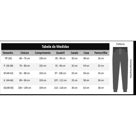 Tabela De Medidas Calça Masculina Numero 50 Calça Masculina Sarja
