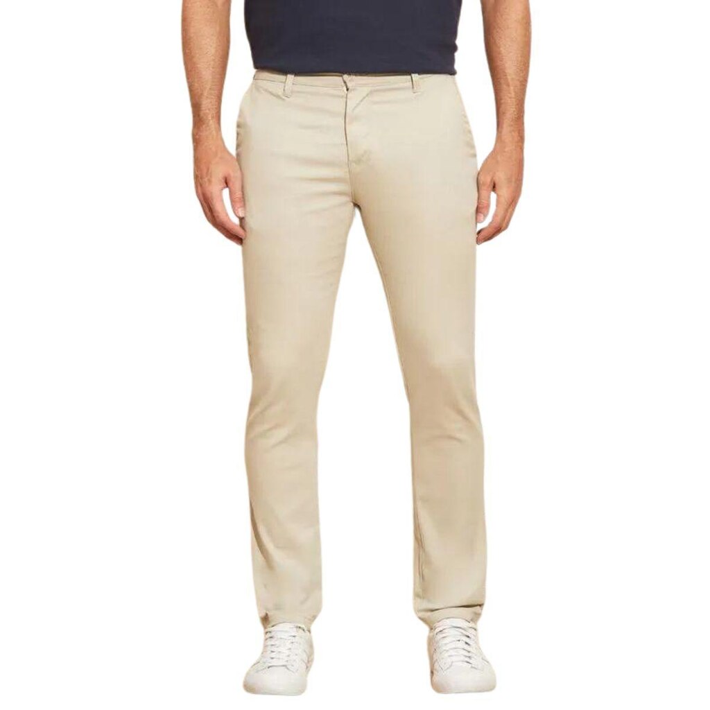 Calça de Sarja Chino Com Bolso Traseiro Embutido Alfaiataria