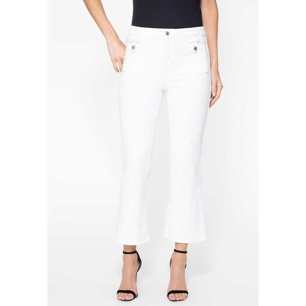 Calça de Sarja Flare Com Botões Branco