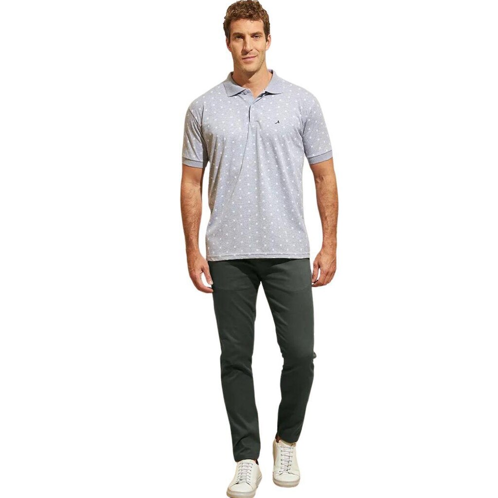 Calça de Sarja FMF Chino Com Bolso Traseiro Embutido Cinza