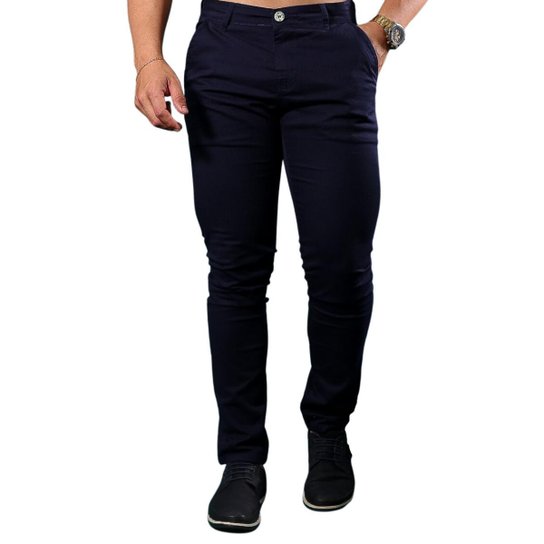 CALÇA DE SARJA MASCULINA SPORT FINO - Azul marinho - Marinho Menor preço em CALÇA DE SARJA MASCULINA SPORT FINO - Azul marinho - Marinho