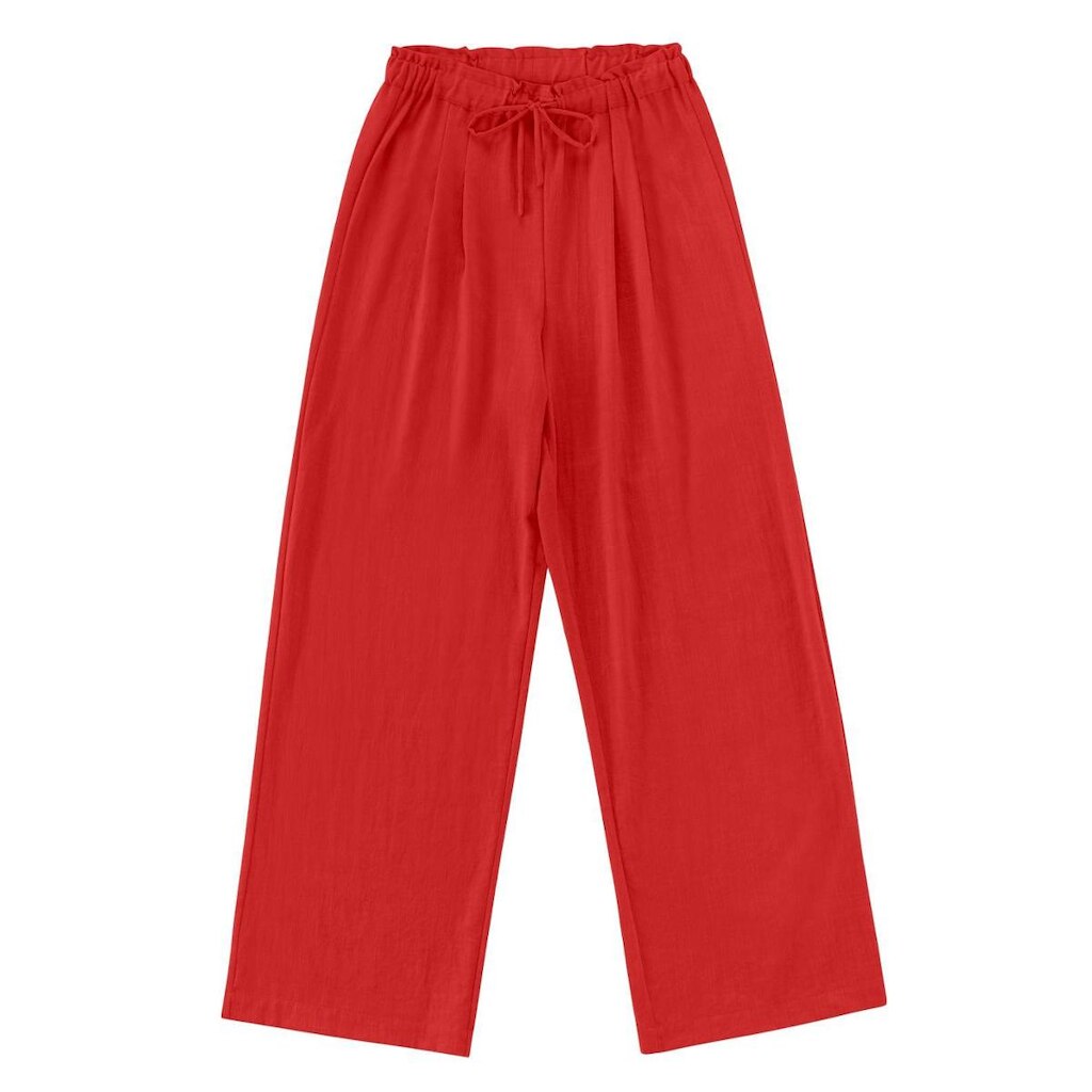 Calça De Viscose Rajada Feminina Endless Vermelho