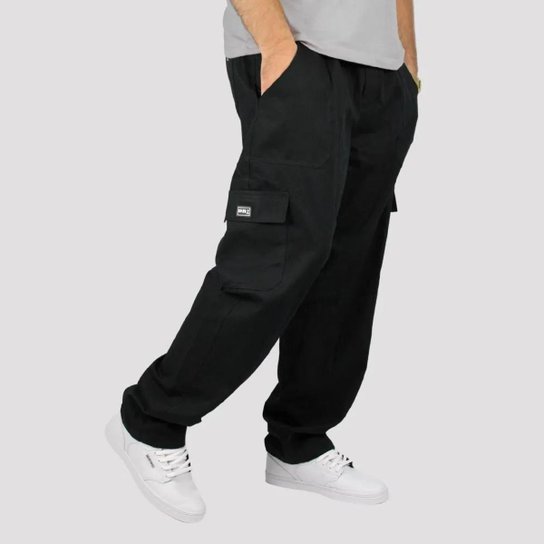 Calça DR7 Street Cargo Classic Logo - Preta - Preto Menor preço em Calça DR7 Street Cargo Classic Logo - Preta - Preto