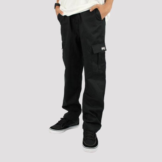 Calça DR7 Street Cargo Logo Classic - Preta - Preto Menor preço em Calça DR7 Street Cargo Logo Classic - Preta - Preto