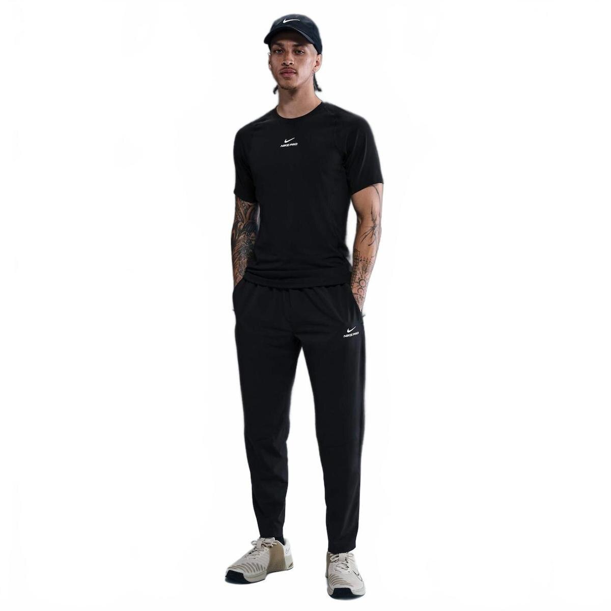 Calça Dri-FIT Nike Pro NPT Masculina - Preto+Branco | Netshoes