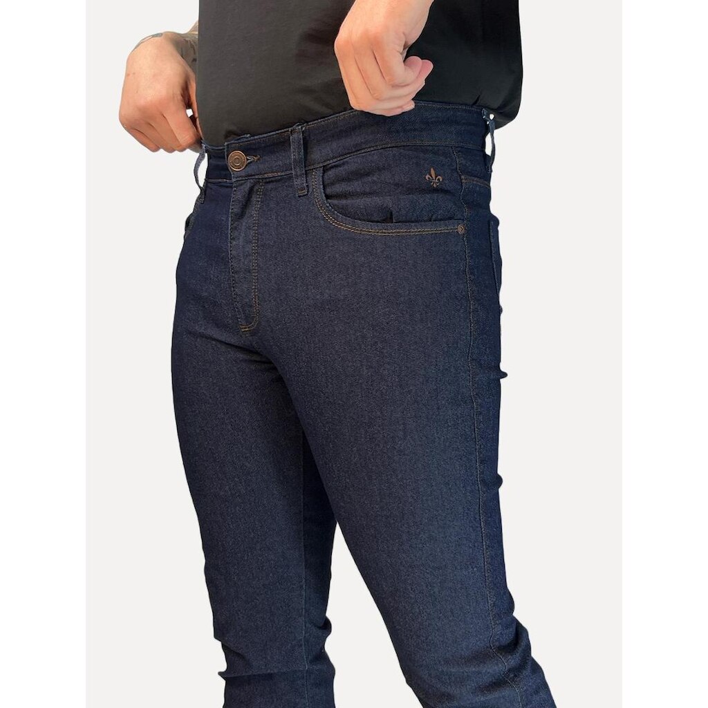 Calça Dudalina Jeans Slim Classica Right 5 Pockets Azul Médio